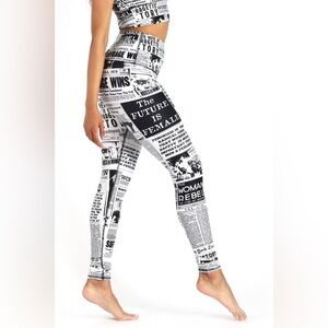 Yoga Democracy High Rise Legging in Feminist News print
